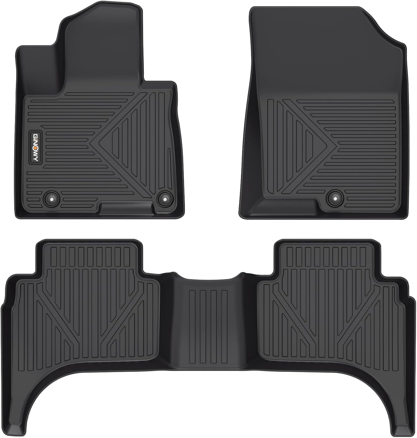 GINOWY-Floor Mats for Hyundai Santa Cruz 2022-2024 2025, TPE All Weather Car Mats Santa Cruz, Custom Fit Floor Liners, Heavy Duty Non-Slip Soft 3D Laser Car Accessories Mats-Black