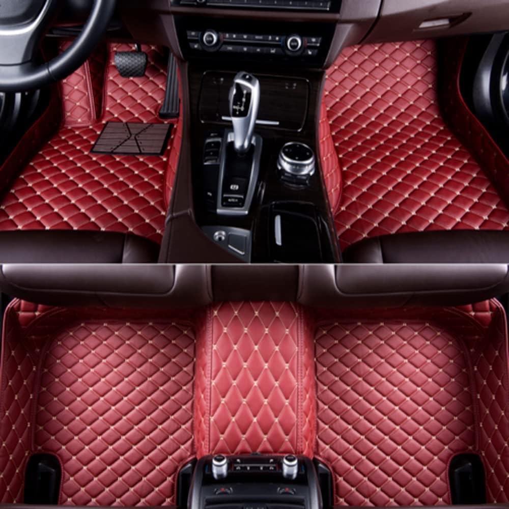 Custom All-Weather Protection Luxury Leather Floor Mats for Cars SUVs Trucks According Anti-Slip Leather Floor mats ﻿ (14,Wine Red)