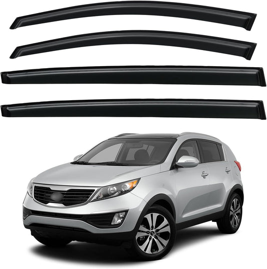 Window Visors Rain Guards for 2011-2016 Kia Sportage, Out-Channel Window Vent Wind Deflectors Visors Shades for 11-16 Sportage