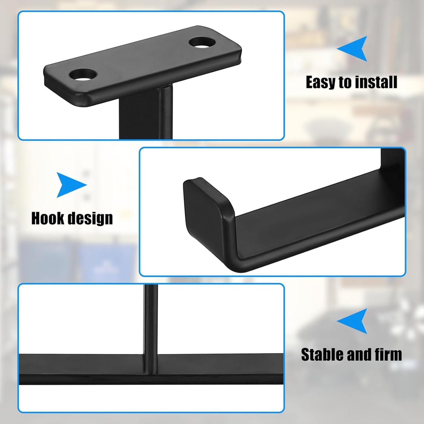 2 Pcs Overhead Garage Storage Hooks Racks, Heavy Duty Garage Bike Hooks for Ceiling Mounted, Utility Hook, Ladder Hanger for Hanging Tools Lumber Hose Pipe Bulky Items