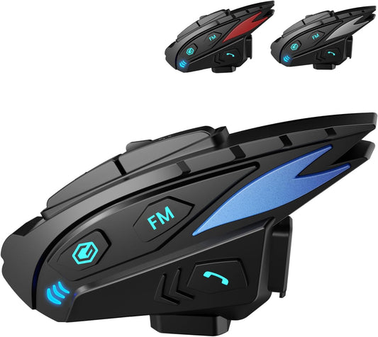 gearelec Bluetooth Headset - Motorcycle Helmet Bluetooth with Upgrade Hi-Fi Speakers, Triple Noise-Reduction/IP65 Waterproof