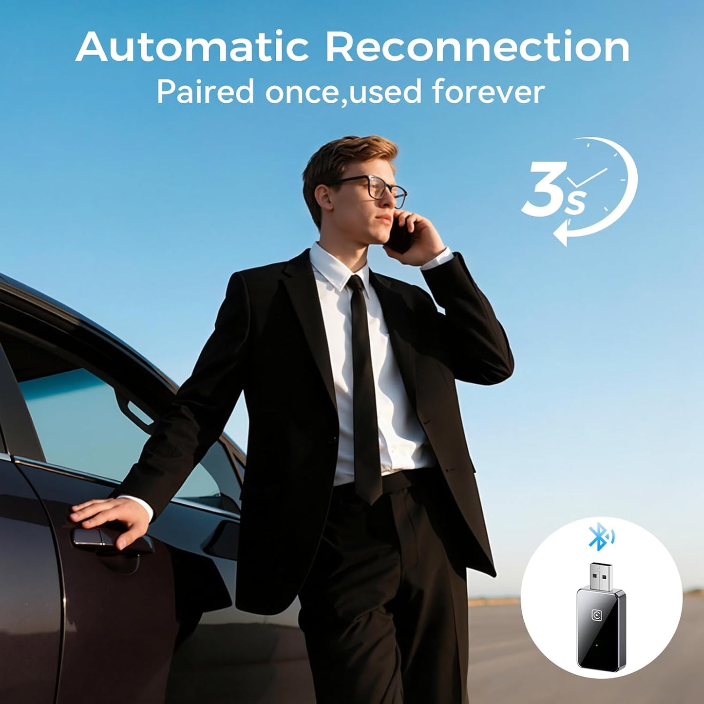 Wireless CarPlay Adapter for iPhone, for Apple CarPlay Wireless Adapter Android Auto 2 in 1, Plug and Play, Convert Wired Carplay to Mini Wire Less Car Play for iPhone iOS 10+ Android 11+