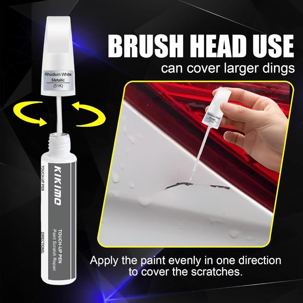 KIKIMO for Mazda Touch Up Paint(Zircon Sand Metallic(48T)), Car Paint Repair Kit for Mazda, 2 In 1 Scratches Repair with Pen Tip and Brush, Color-Matched for Quick & Easy Fix