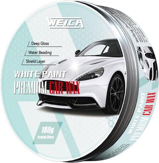 Car Wax for Light & Metallic Cars | White, Silver, Pearl | Anti-Yellowing Carnauba | 90° Water Beading & UV Shield