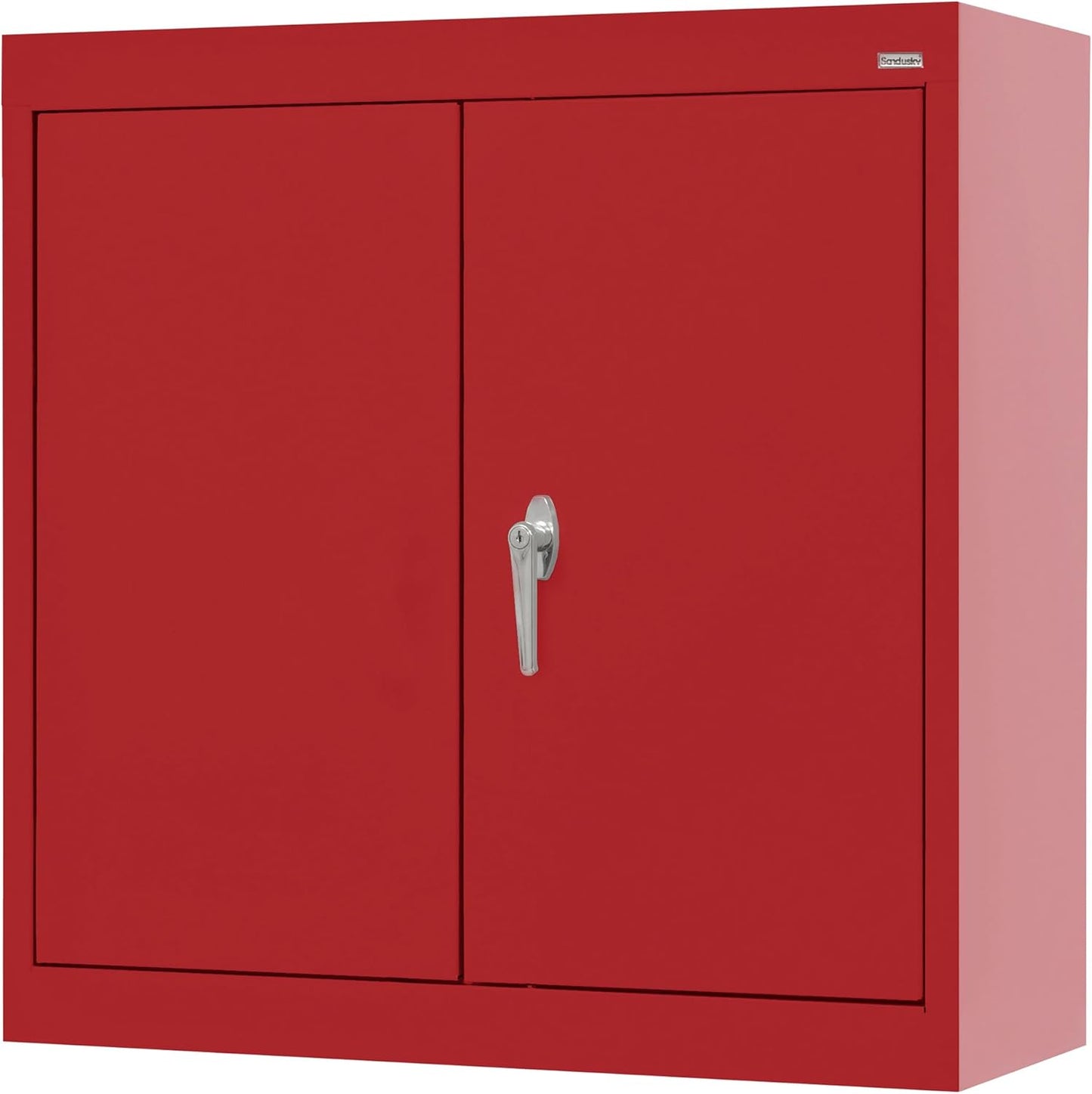 Sandusky Lee WA11301226-01 Wall-Mount Metal Storage Cabinet with Adjustable Shelf, Locking Handle, 200lb Capacity, 12" Depth x 30" Width x 26" Height, Red