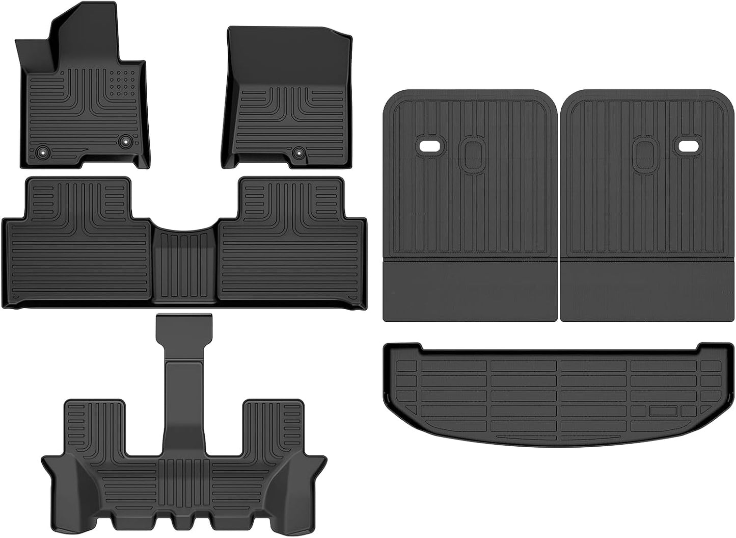 Wayhigh-Floor Mats for 2021-2025 Kia Sorento Hybrid (PHEV & HEV) 6 & 7 Seats TPE Trunk Mat with Backrest Mat All Weather Waterproof Duty Rubber Cargo Liners Floor Mats Custom