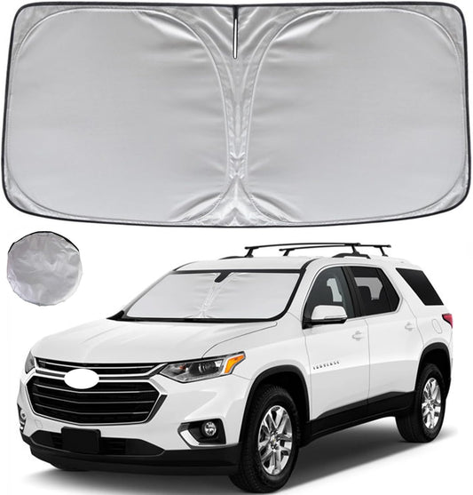 KAYZT Windshield Sun Shade for 2018-2024 Che-vrolet/Chevy Traverse LS, LT, RS, Redline, Premier, High Country SUV Foldable Sunshade Front Window Custom Fit Car Accessories