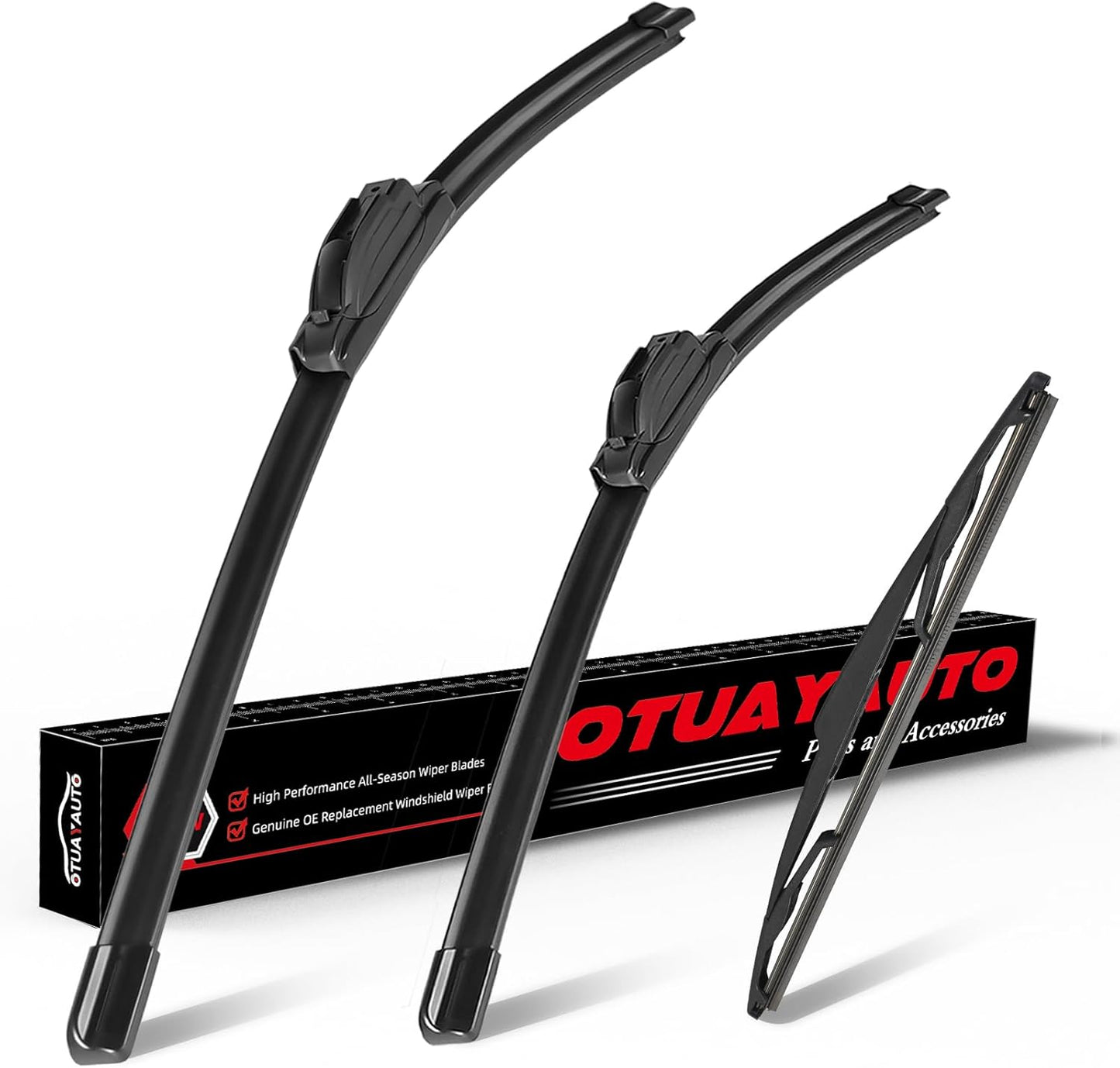 OTUAYAUTO Premium Windshield Wiper Blades - Replacement for Ford Edge 07-14, Lincoln MKX 07-15 - Precision Fit, All-Weather Performance, Front and Rear Wiper Blades, J/U Hook - 26"+20"+14" (Pack of 3)