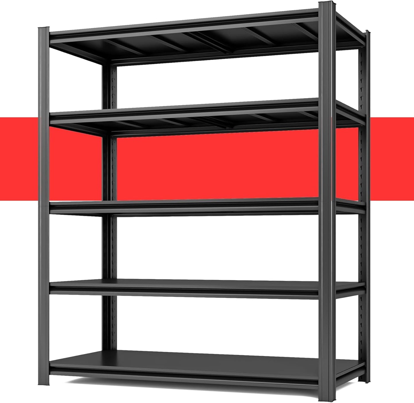84" H x 55.12" W 5 Tier Metal Garage Shelves, 3000 LBS Heavy Duty Adjustable Storage Shelving Unit for Warehouse, Basement, Kitchen, Store Display, Flower Stand, Office, Classroom, 23.62" D