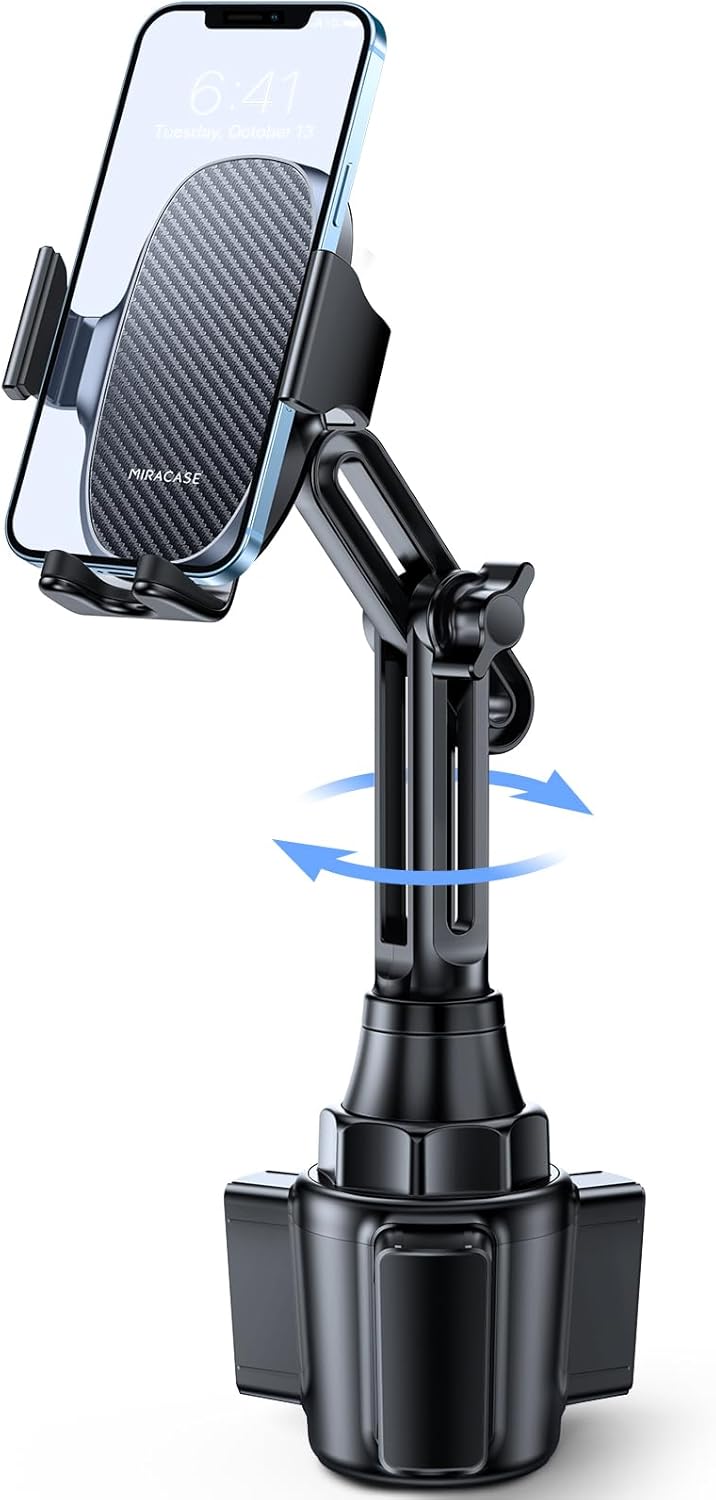 Miracase [2025 Latest Upgraded] Universal Cup Phone Holder for Car, [Rotatable & Adjustable] Long Neck Car Cup Holder Phone Mount Compatible with iPhone, Samsung, Google & More Smartphones