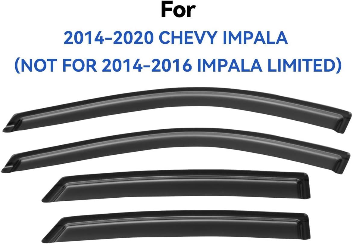 Window Visors Rain Guards for 2014-2020 Chevy Impala, Out-Channel Window Vent Wind Deflectors Visors Shades for 14-20 Impala