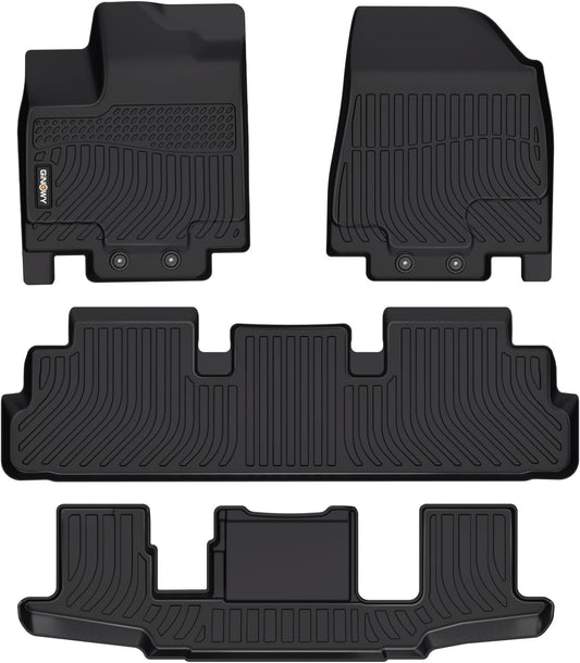 GINOWY-Floor Mats for Nissan Pathfinder 2022-2025 (7 Passenger), TPE Rubber All Weather Mats Pathfinder 1st 2nd 3rd Row Custom Fit Waterproof All Season Car Accessories Black