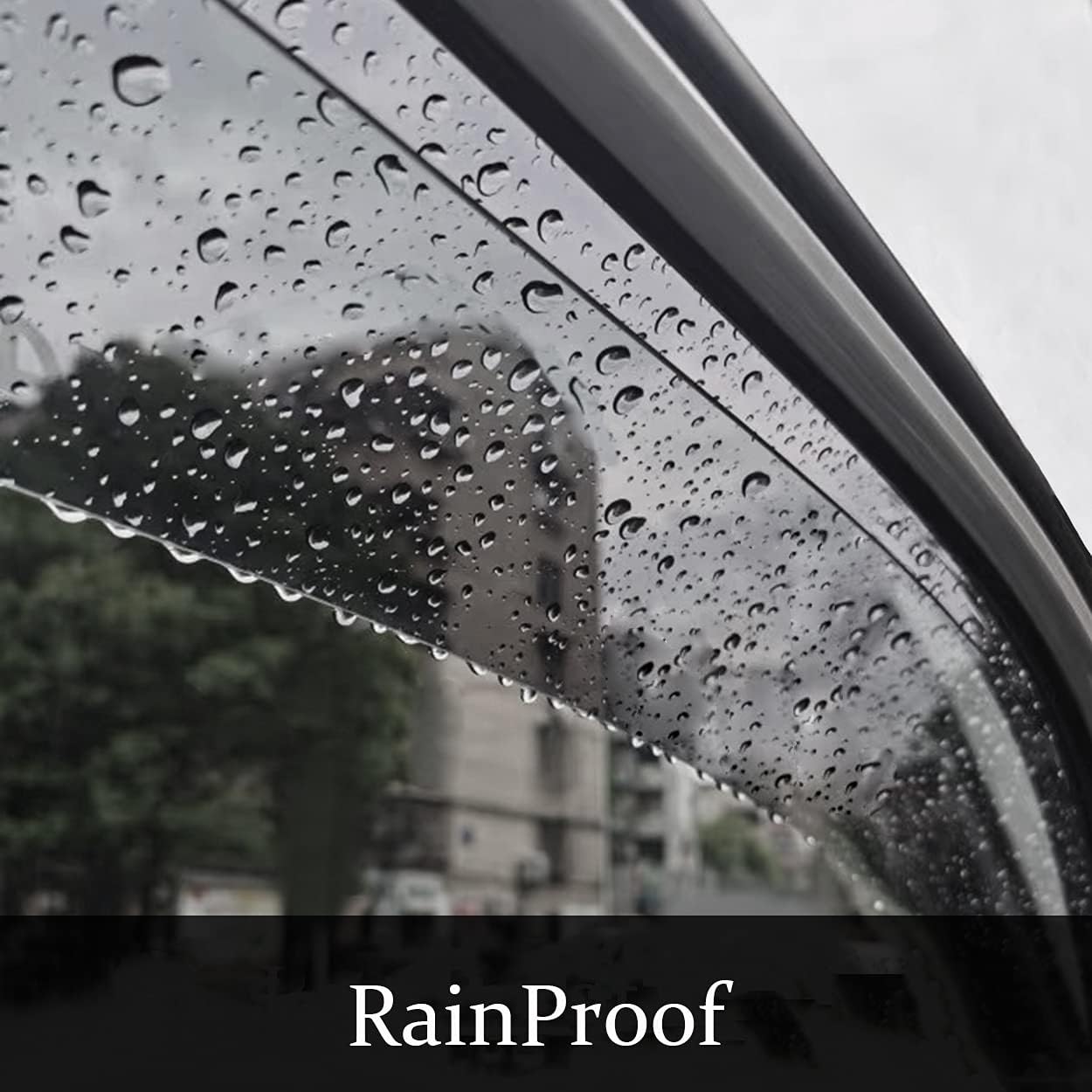 94252 Side Window Visor Wind Vent Deflector Rain Guard fit for 2011-2021 Jeep Grand Cherokee,4 pcs Outside Mount Tape-on Shatterproof Dark Smoke Window Shades