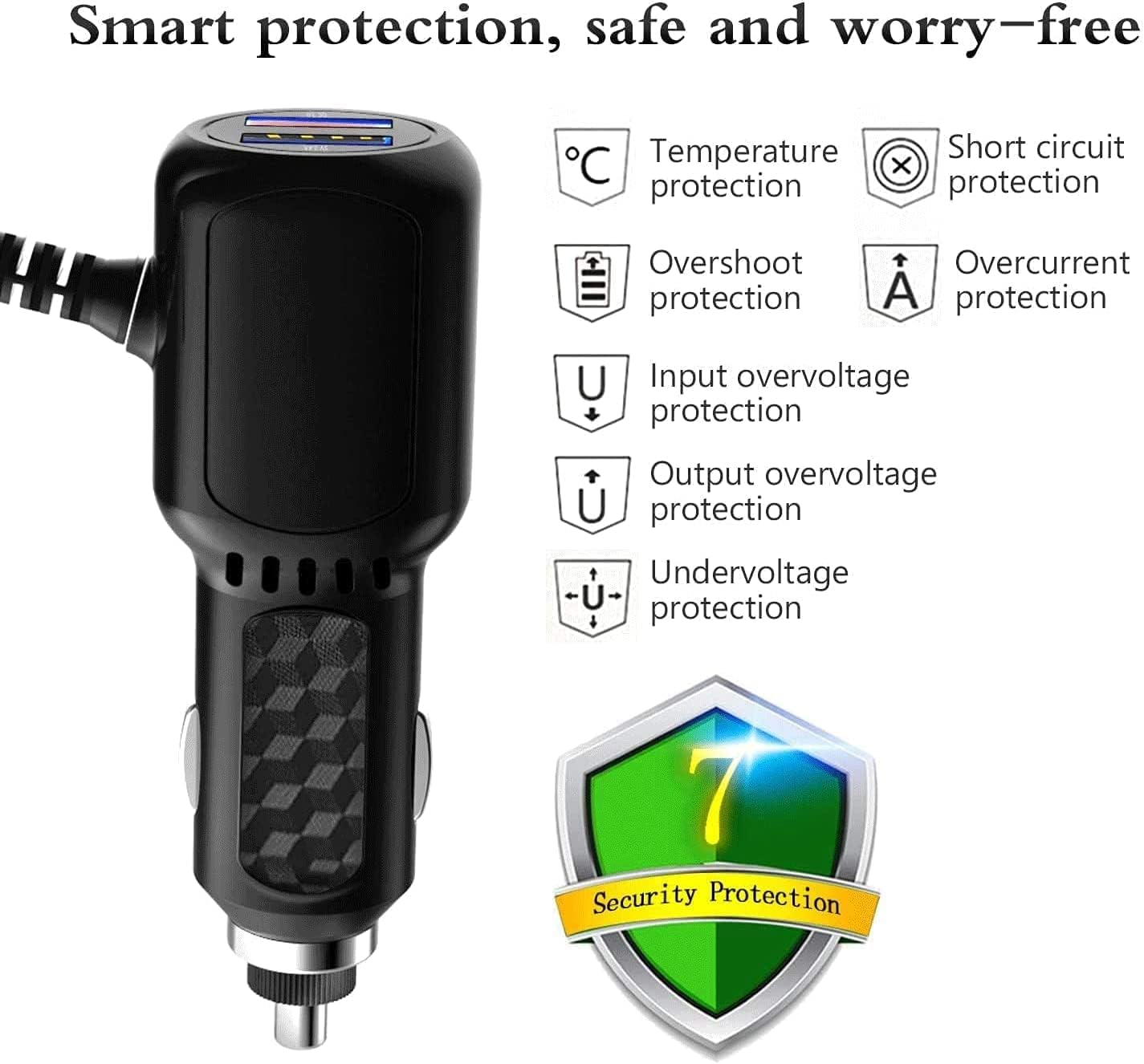 Radar Detector Power Cord,for Uniden Escort Valentine Beltronics Passport Cobra etc Radar Detector,with Dual USB QC3.0 Quick Charger (DC3.5)