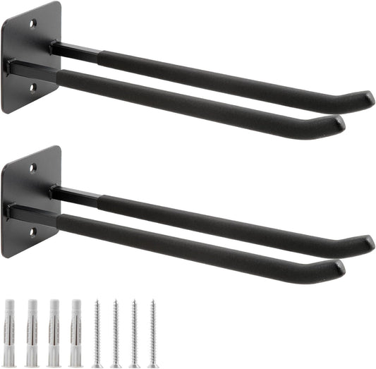 Sinoer Upgraded Garage Hooks,Shed Organizer, Utility Steel Garage Storage Hooks, 14 Inch Square Tube Garage Wall Mount Double Hooks for Yard, Tools, Car Tire, Garden Tools, 2 Pieces