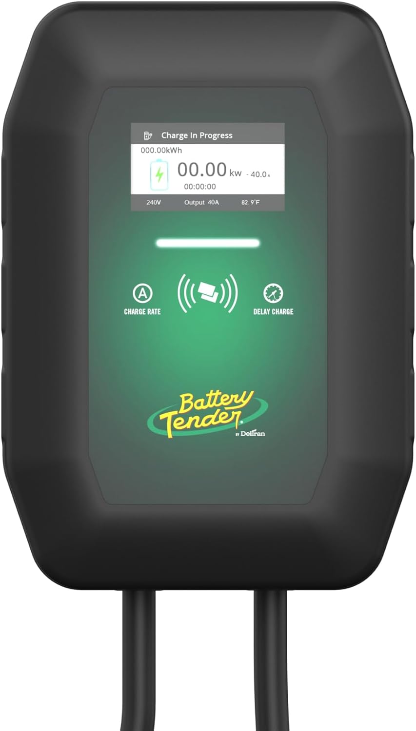 Battery Tender eCharge 40 AMP EV Charger - Level 2 Mounted Indoor Outdoor Fast Electric Vehicle Charging Station with Flexible 25ft Cable NEMA 14-50 - 022-3018-DL-WH