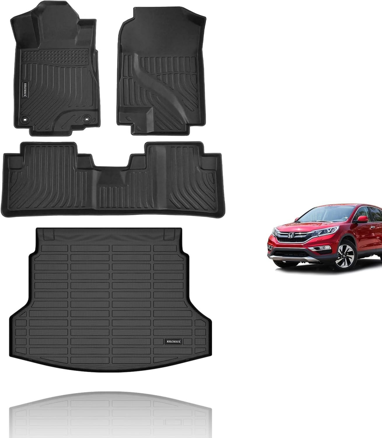 KELCSEECS Floor Mats & Cargo Liner for 2012 2013 2014 2015 2016 Honda CR-V LX/SE/EX(Not Fit for CRV Touring) Car Mats Cargo Mat Trunk Mat Honda CRV All Weather Floor Mats Trunk Liner Accessories