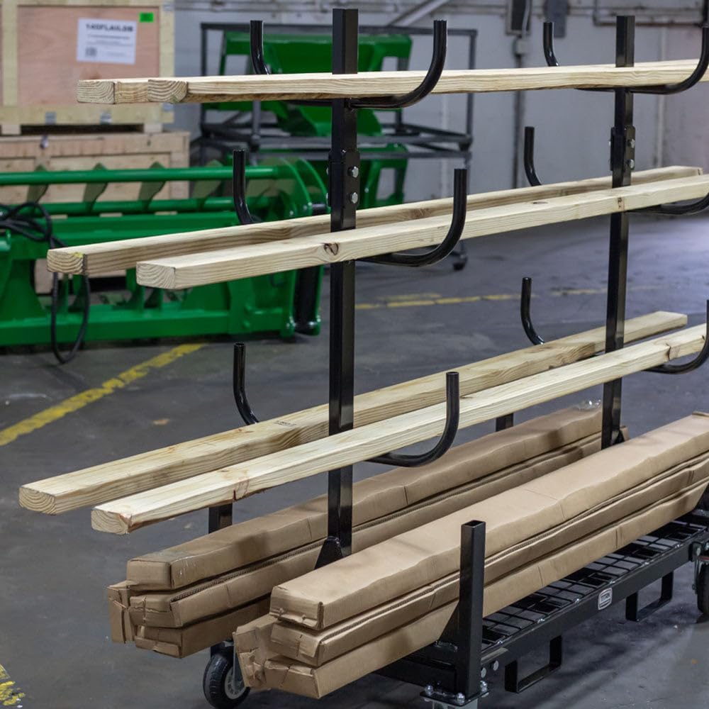 Titan Attachments Mobile Conduit Lumber and Pipe Rack with Eight Bins, Heavy-Duty Rolling Platform Base with Fork Pockets and Locking Caster Wheels, 2,500 LB Capacity, Mobile Roller Dolly