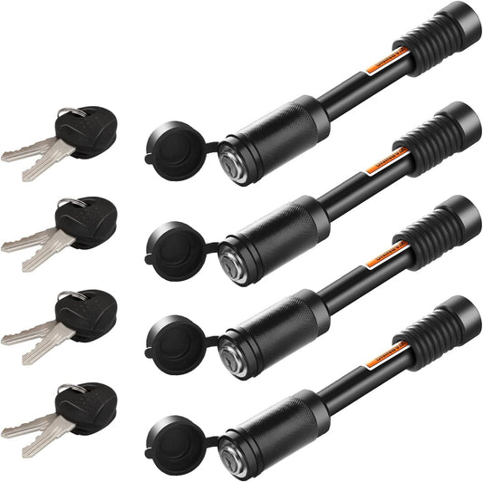 Trailer Hitch Locks, Hitch Lock with 5/8'' Dia 3-1/2” Long Pin Fits 2" and 2-1/2" Receiver Tubes, Class III IV Hitches, Trailer, Truck, Car and Boat Receiver Lock (Keys Alike 4 Pack)