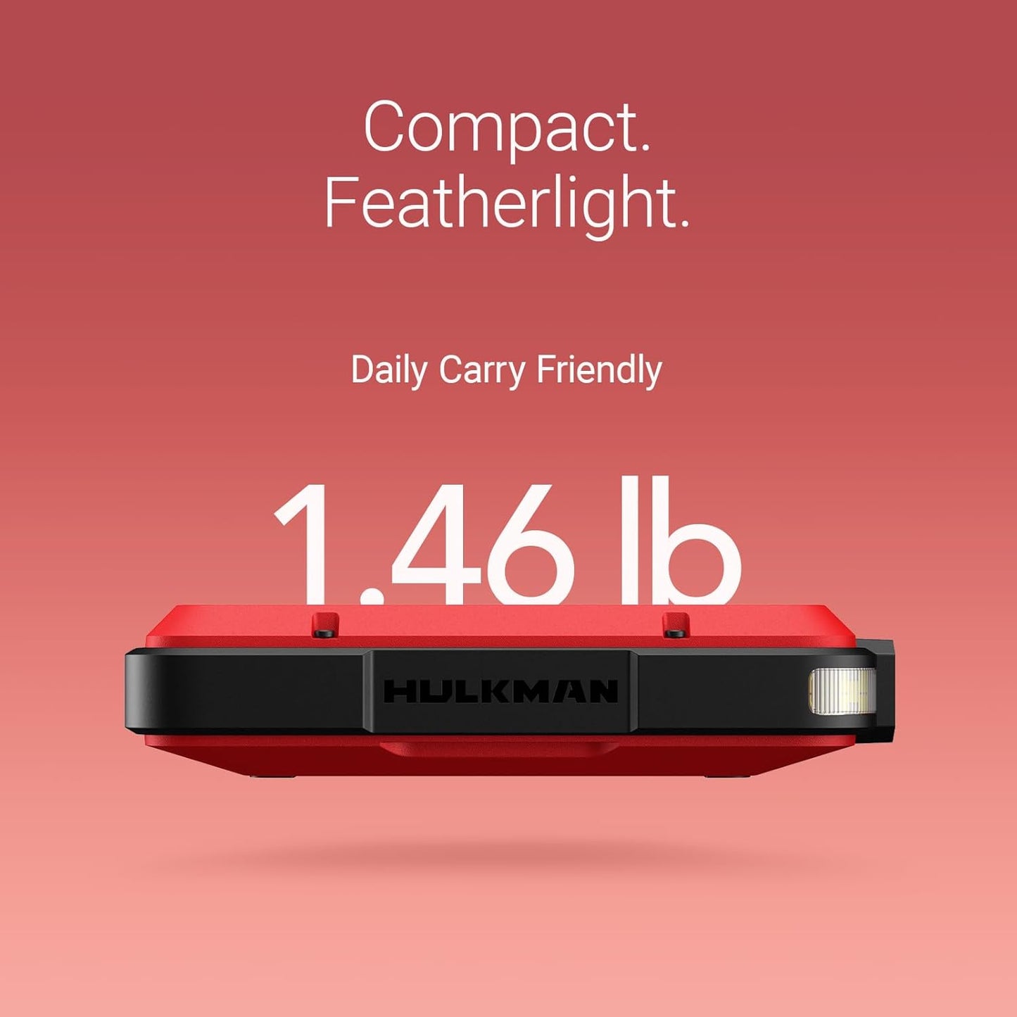 Hulkman Alpha, Ultra Red, 1000A 37Wh Battery Jumper Starter Portable, 12V Modern Car Jump Box with Jumper Cables, for 6.5L Gas/3.0L Diesel Engines, 65W Fast Charging, IP65 Rated, Large LED Display