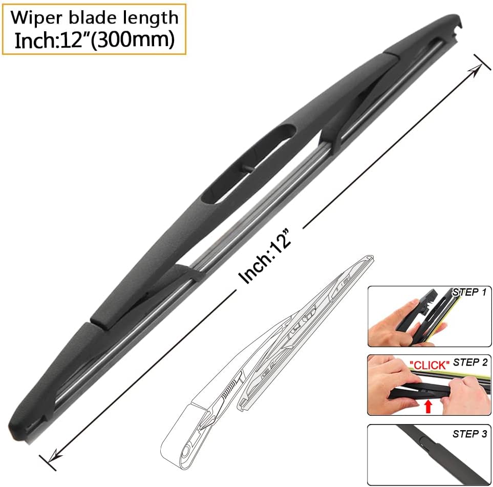 AUTOBOO 24"+22" Windshield Wipers with 12" Rear Wiper Blade Replacement for Ford Flex 2009 2010 2011 2012 2013 2014 2015 2016 2017 2018 2019 -Original Factory Quality (Pack of 3)