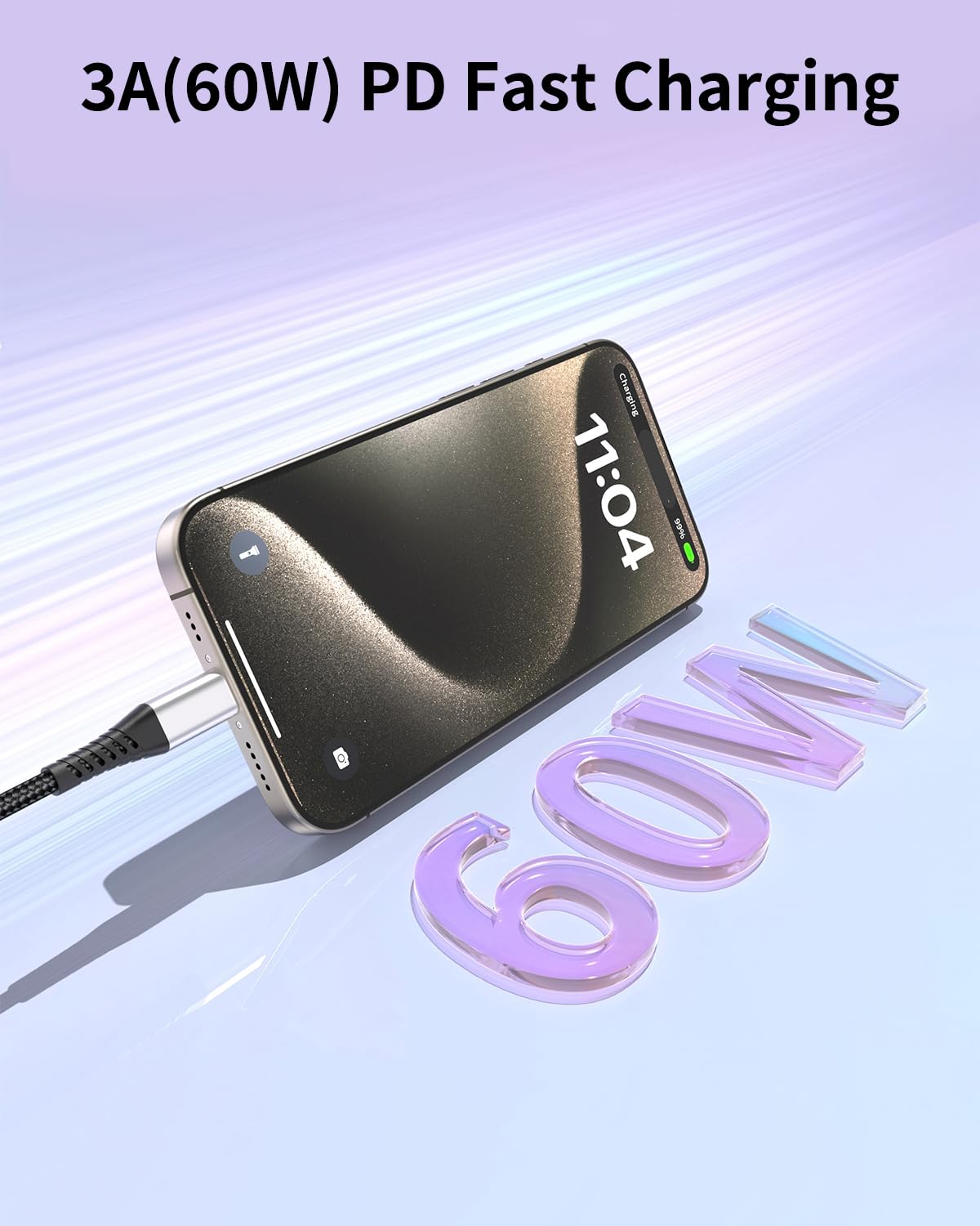 USB C to USB C Cable 3FT, 3-Pack 60W USB Type C to C Fast Charging Cable Braided 3 Foot USBC to USBC Cord for iPhone 16 15 Pro Max, Samsung Galaxy S23 S22, Moto LG, Google Pixel, iPad Air 4 (1M)