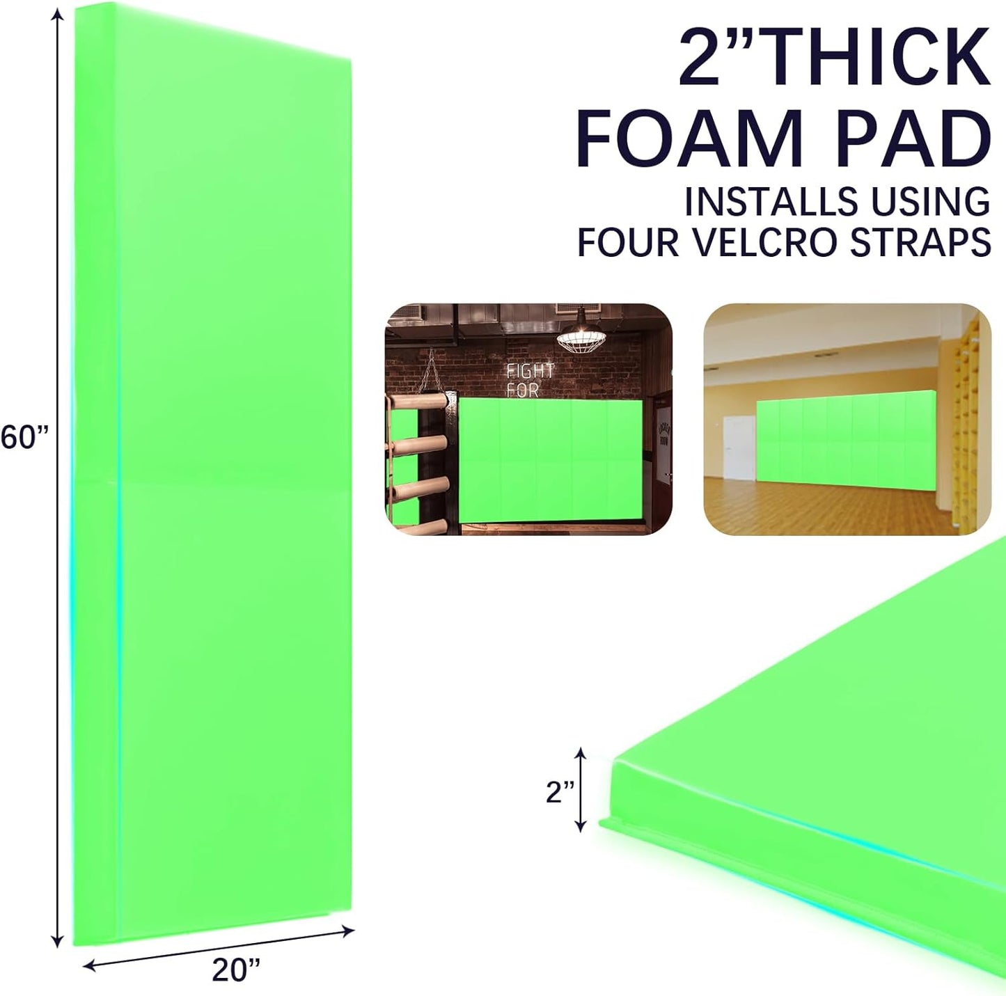 PROGOAL 60"/72" High Gym Wall Padding 2"/4" Thick Foam Basketball Court Wall Mount Protector for Garage Taekwondo Babyroom - Durable Waterproof Anti-Cushion