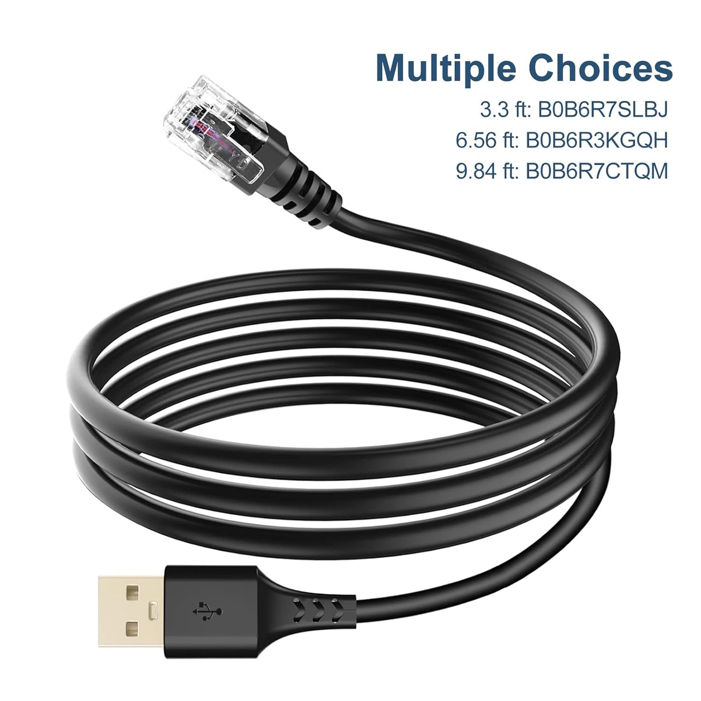 Radar Detector Cable, with USB to RJ11 Plug,for Escor t Valentine One Unide n Beltronics Cobr Radar Detector,Replacement Power Cable for Radar Detectors(RJ11-9.84ft)