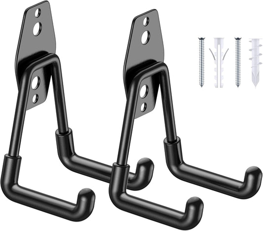 2 Pack Garage Hooks with Anti-Slip Coating Heavy Duty Wall Mount Hooks for Garage Storage and Hanging Hoses Bike Garden Tools Ropes etc