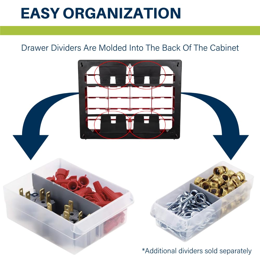 Akro-Mils 44-Drawer Plastic Drawer Storage Cabinet for Garage Organization, Bead Organizer, Building Bricks Storage, Teacher Toolbox, Makeup Organizer, 20-Inch W x 6-Inch D x 16-Inch H, 10144 Yellow