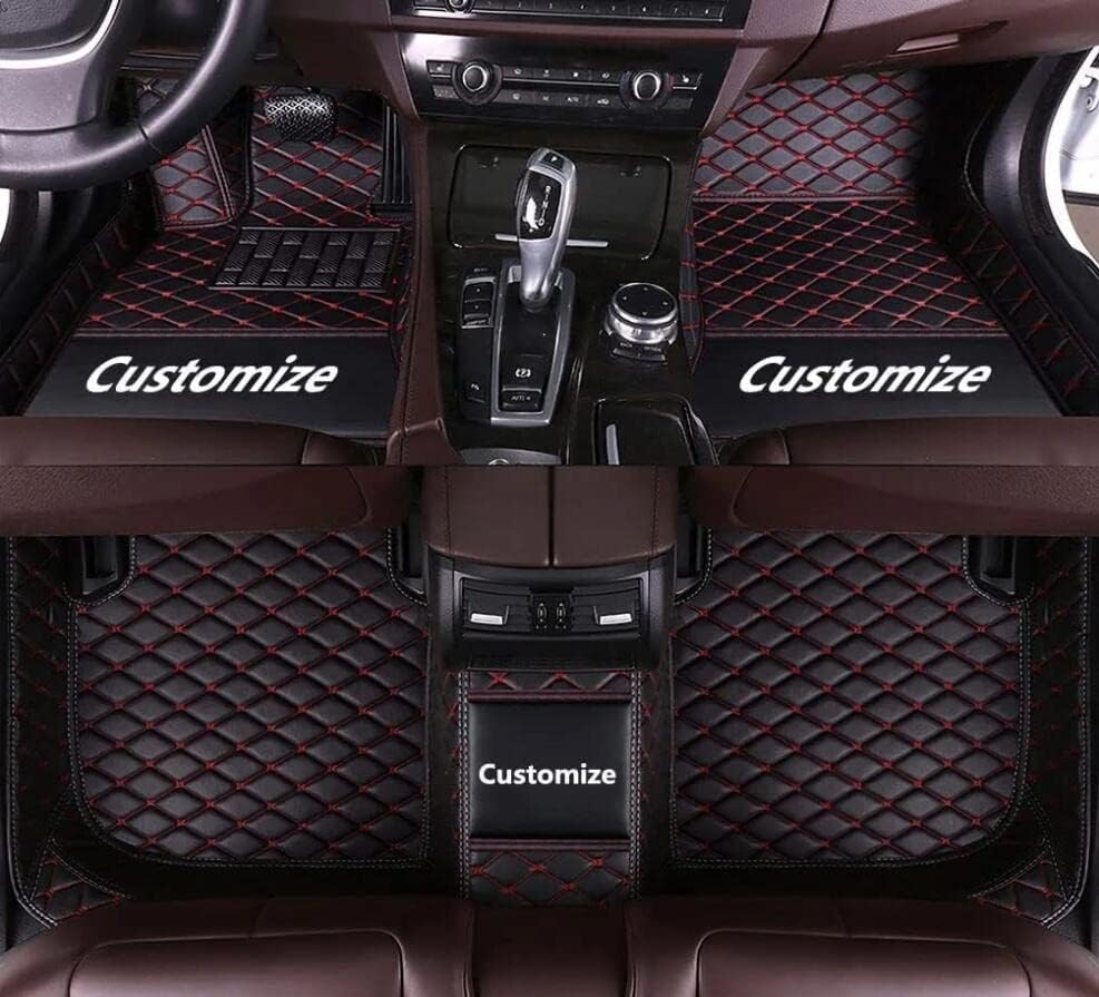 Custom All-Weather Protection Leather Car Floor Mats for Cars Sedan SUV Sports Car Waterproof Floor Mat (Black Red)