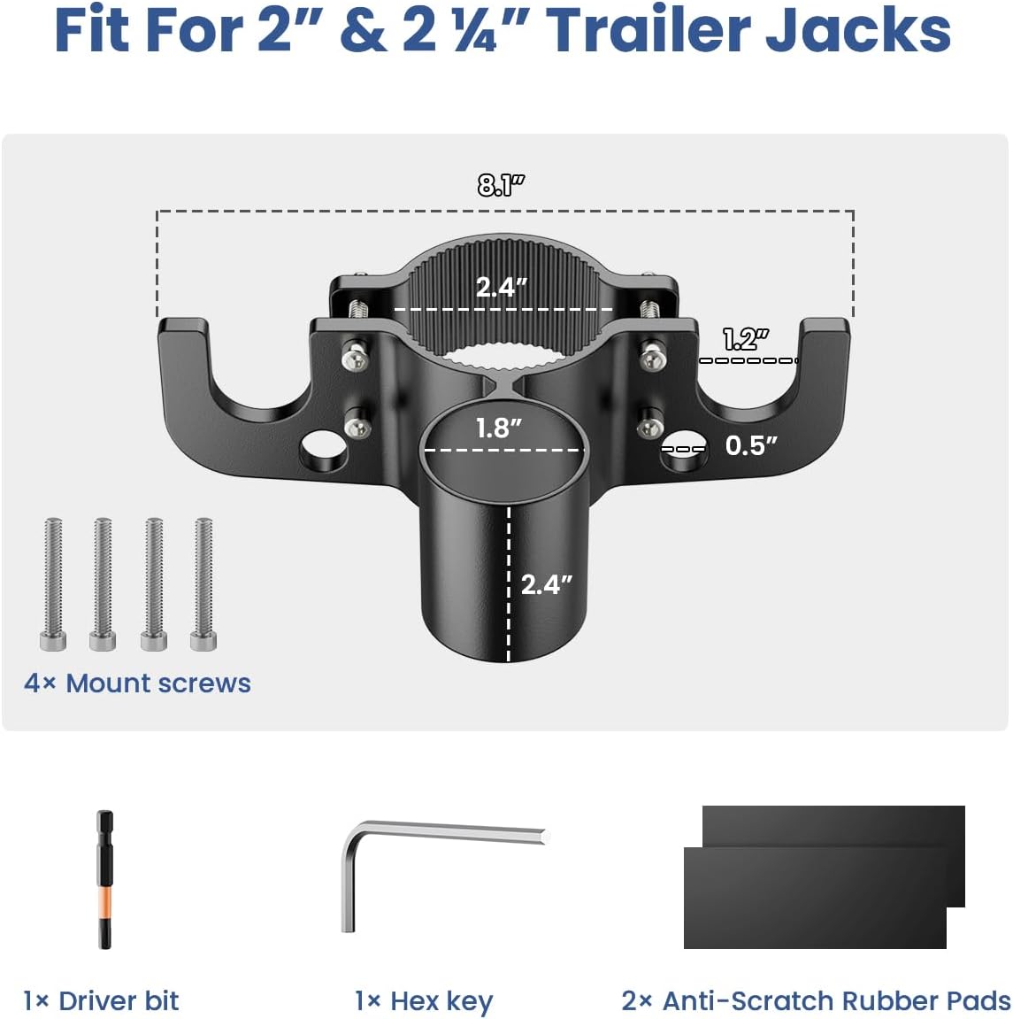 Safoner Aluminum Trailer Towing Chain Organizer with 7-Way Plug Holder- Heavy-Duty RV Tongue Jack Accessories