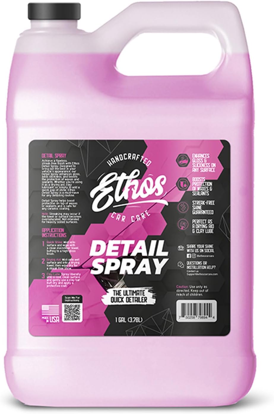 Ethos Car Detail Spray - The Ultimate Quick Car Detailer for Car Shine & Protection - Enhances Gloss, Slickness & Hydrophobic Properties - Detailing Spray - Safe for Paint, Glass & Chrome