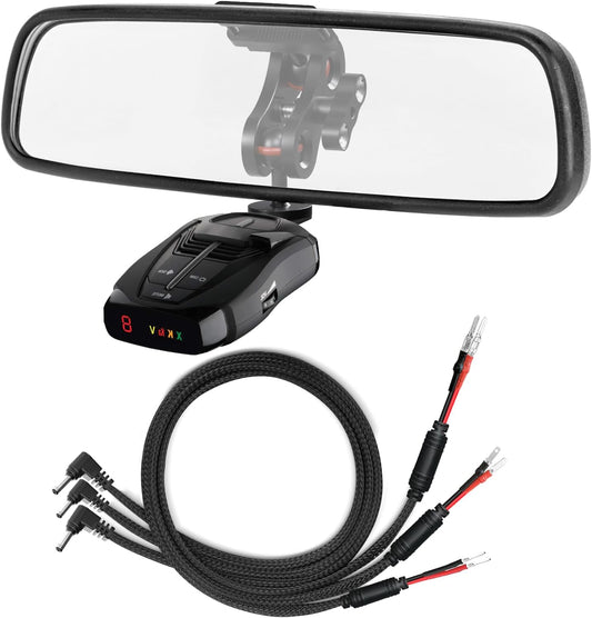 Radar Detector Rearview Mirror Mounting Bracket,13.8" Radar Detector Hard Wire Power Cord Mirror Wire Plug,with Braided Set of 3 (for Cobra Radar)