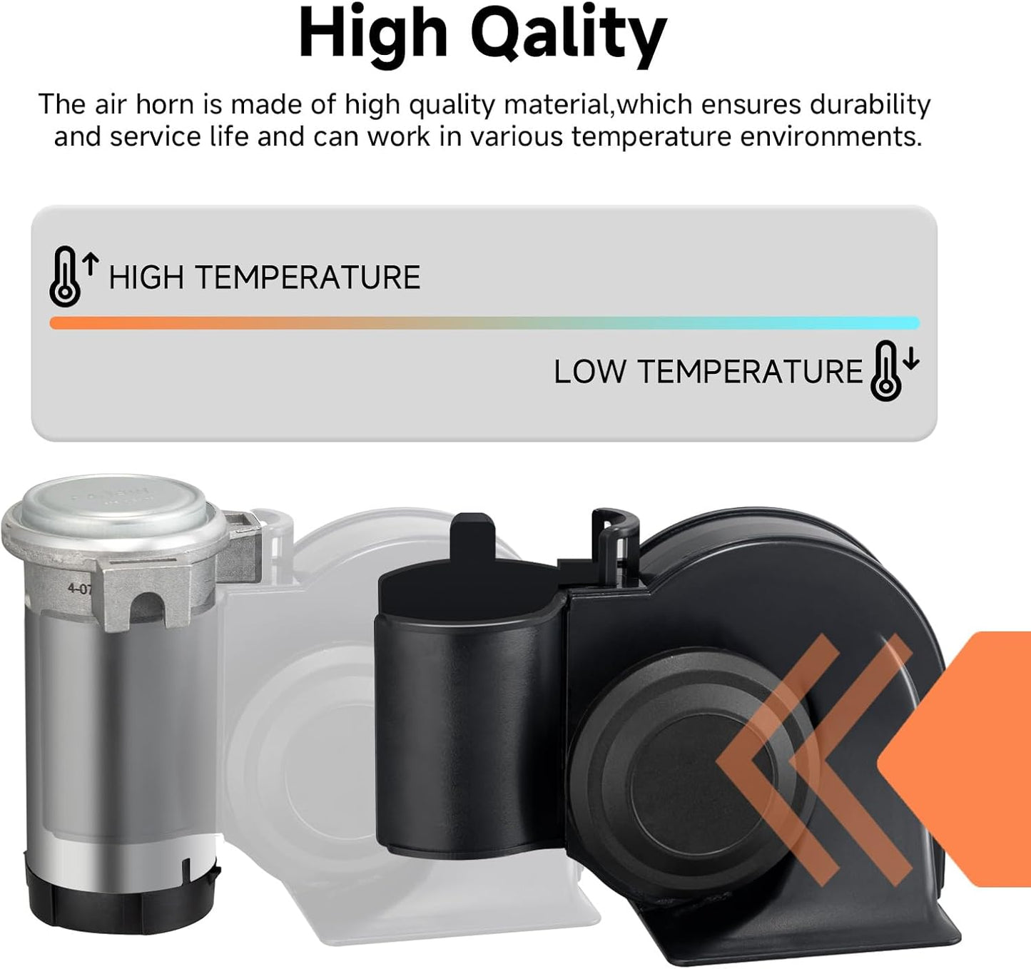 Air Horn for Truck,Super High Pitched Train Horn for Car, Waterproof Snail Horn for Motorcycles, Cars, trucks, trains and ships(black horn with wire and button, 12v)