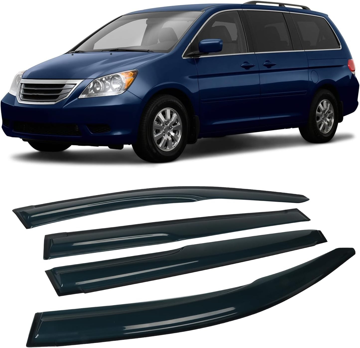 4PCS Rain Guards Fit for Honda Odyssey 2005-2010, Front & Rear Window Visors Wind Deflector, Outside Mount Vent Shade 2005 2006 2007 2008 2009 2010, 94029