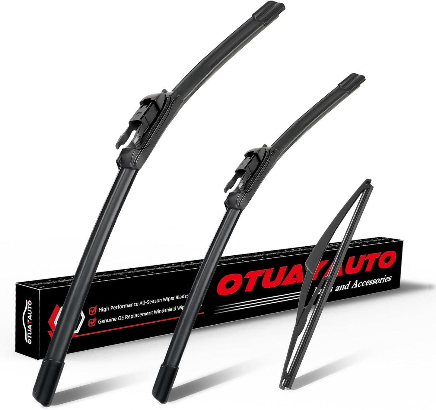 OTUAYAUTO Windshield Wiper Blades - Replacement for Mercedes-Benz ML-Class W164, ML320 ML350 ML550 ML63 06-11, X164 05-12, W251 06-12, Front and Rear Wiper Blades, Pinch Tab - 28"+21"+12" (Pack of 3)