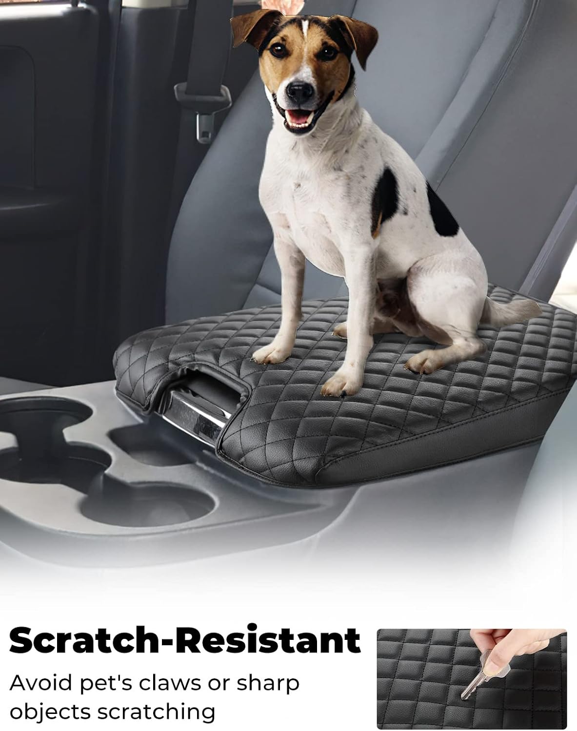 ISSYAUTO Center Console Cover Compatible with 2013-2018 Ram 1500 & 2013-2024 Ram 2500/3500/1500 Classic Model, Only for Jump Seat Console, Customized Armrest Cover Leather Arm Rest Covering for Car