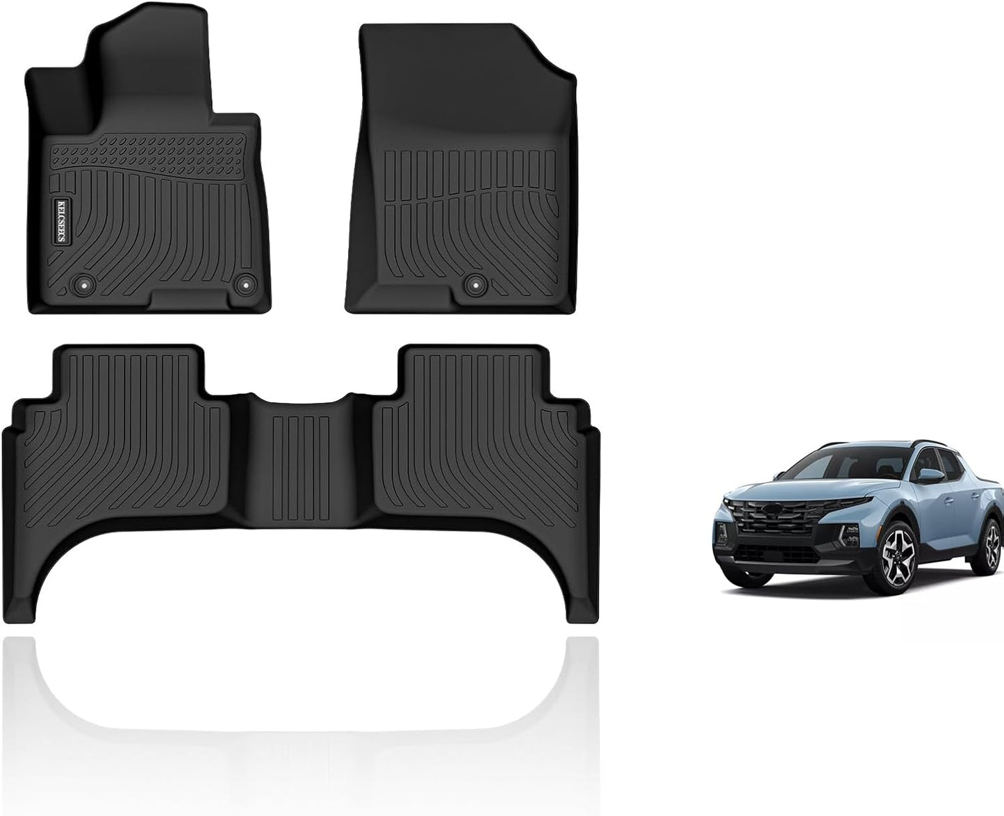 KELCSEECS® Floor Mats Custom for Hyundai Santa Cruz 2025 2024 2023 2022 All Weather Protection TPE Heavy Duty Non-Slip Automotive Floor Liners Fits Front & 2nd Row Full Set Accessories, Black