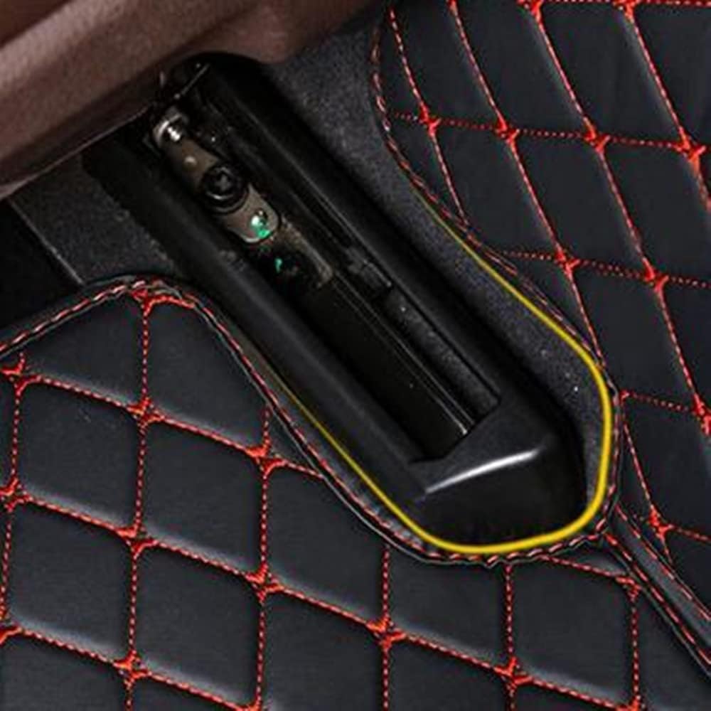 Custom All-Weather Protection Luxury Leather Floor Mats for Cars SUVs Trucks According Anti-Slip Leather Floor mats ﻿ (27,Beige and Red Beige)