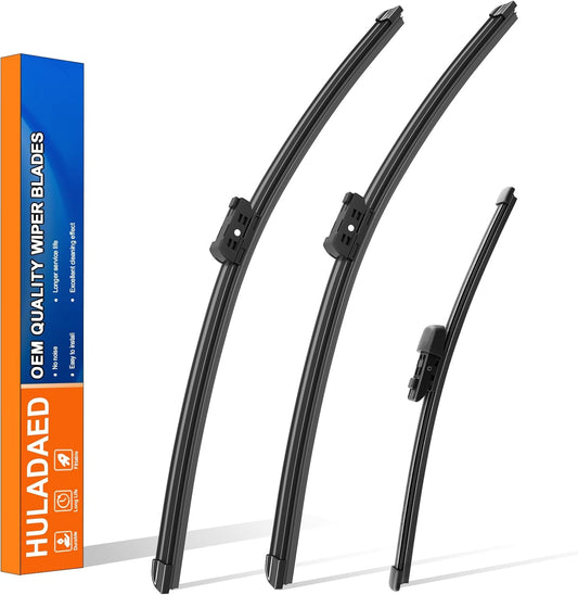 HULADAED® 26'' 18'' 11'' Windshield Wipers Replacement for Volkswagen/VW Golf GTI 2021-2015 Volkswagen Taos 2021-2024,Silicone Front Rear Wiper blades for MY Car-All Weather & Quiet(3 PACK)