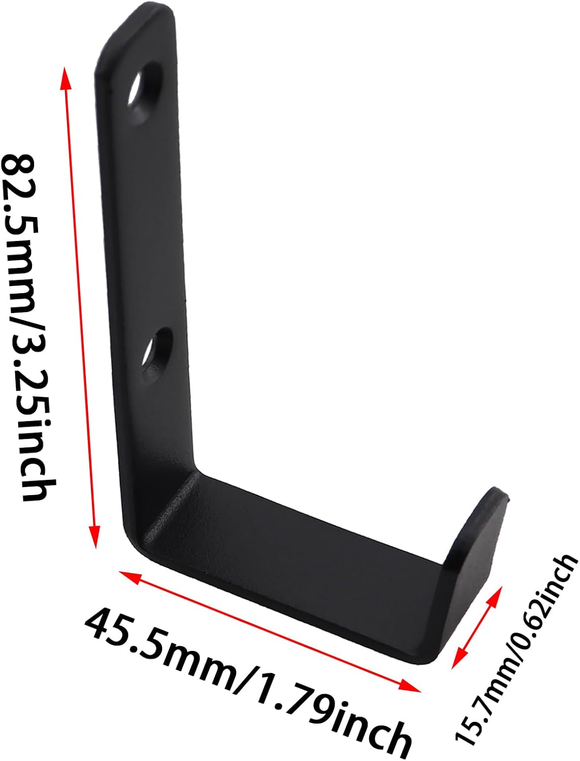 2PCS 82.5x45.5mm Black Metal Wall Mounted 2 Holes J Hook with Screws for Hanging Hat/Clothing/Objects