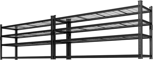 Storage Shelves 2PCS, Garage Shelving Heavy Duty 2640LBS Capacity, 60"L x 24"W x 60"H Adjustable Metal Shelving Organizer Wire Rack, 4 Tier Utility Shelf Unit for Pantry Closet Warehouse Organization