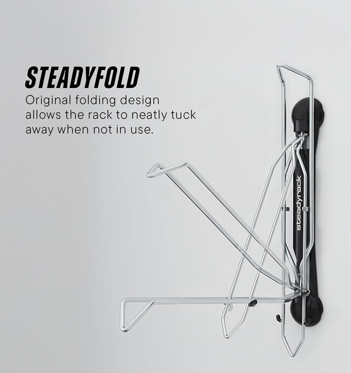 Steadyrack Bike Rack for Mountain Bikes - The Original Wall Mounted Vertical Bike Storage - Fits Wide Tires - Space Saving Pivot Design - Heavy-Duty Steel Rack for Indoor Garage, Apartment or Home Use