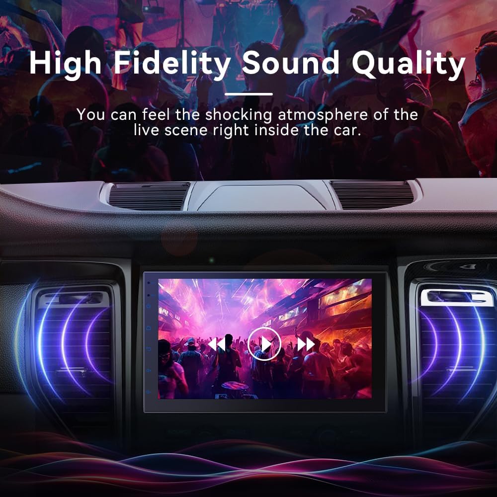 7 Inch Double Din carplay Screen,with Wireless CarPlay and Android Auto Car Stereo,HD Touch Car Radio with Mirror Link,Bluetooth,AUX,FM Transmitter for All Vehicle(No reversing Camera)