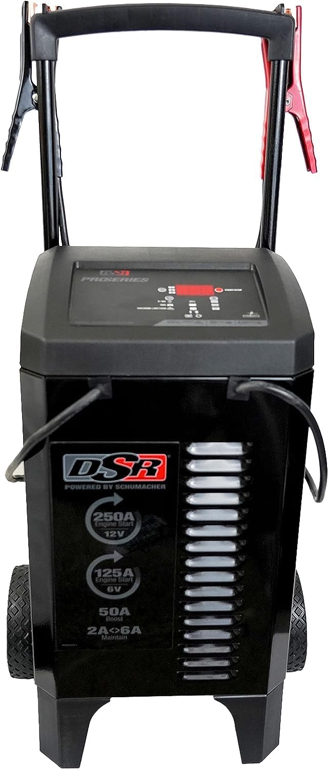 Schumacher Electric DSR Pro Series 6V / 12V Wheeled Battery Charger & Engine Starter - Heavy Duty Car Battery Charger & Maintainer - Fully Automatic - 125/250 Amps - DSR161