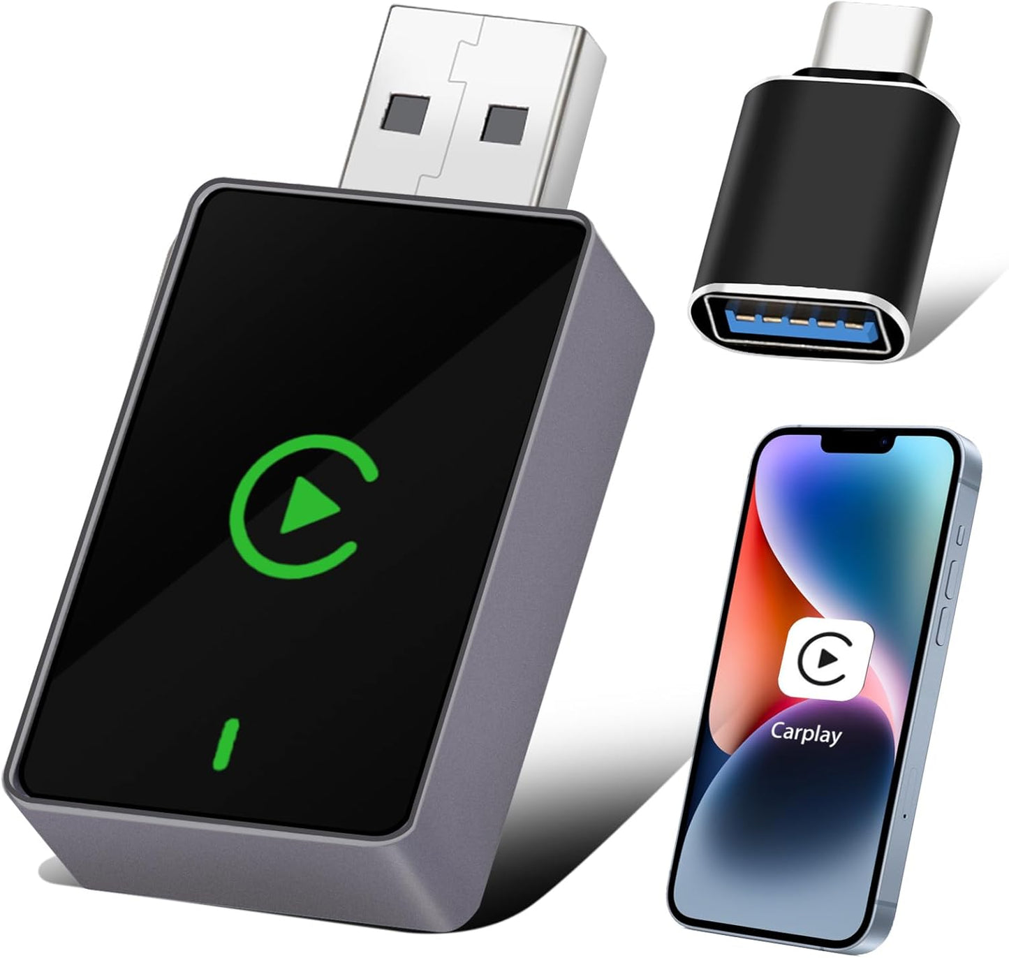 Wireless CarPlay Adapter for iPhone – Upgraded Version, Converts Wired CarPlay to Wireless, USB-C Port, Works with iOS 10+