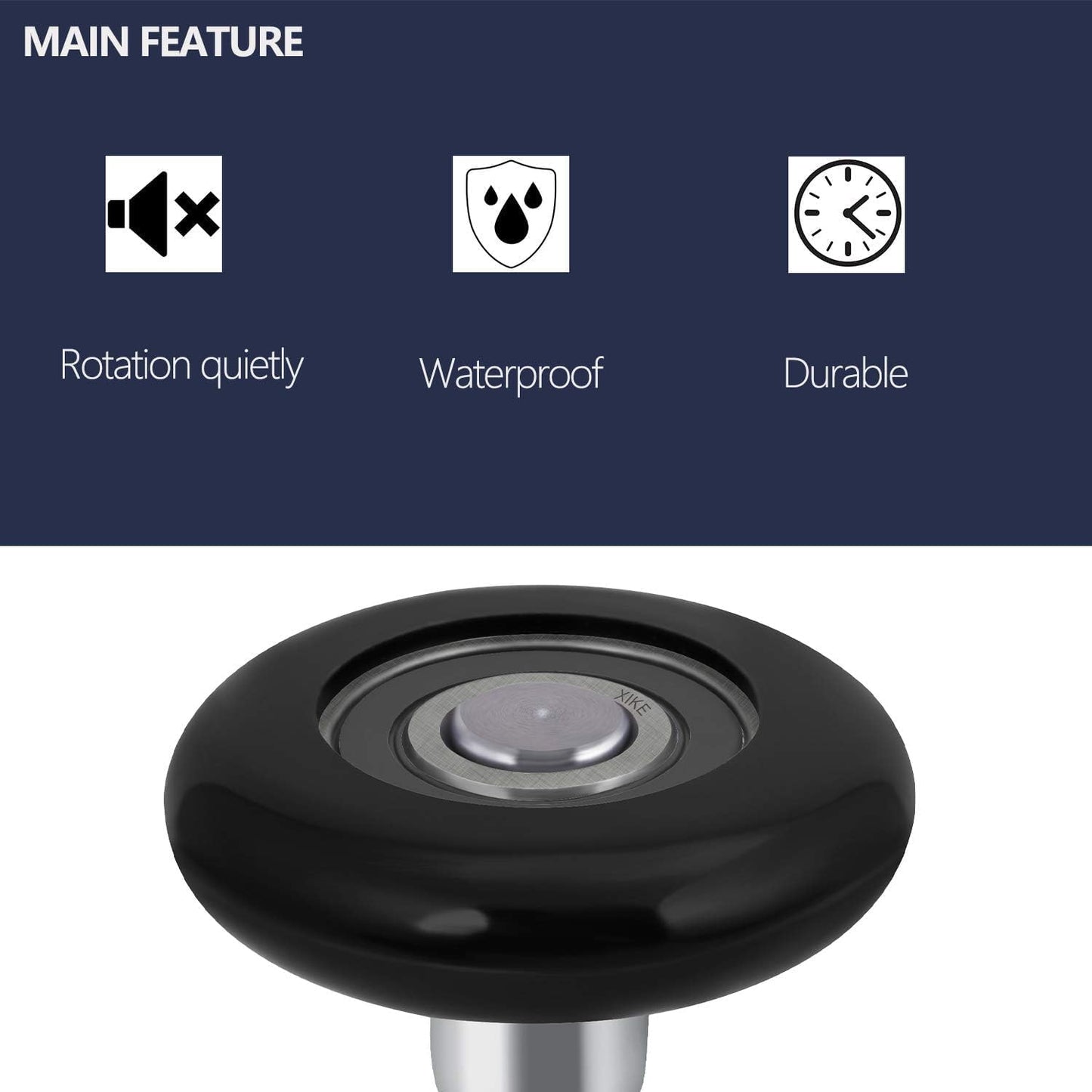 XiKe 12 Pack Black 2" Nylon Garage Door Roller 4" Stem, Quiet/Durable and High Load, Use 6200-2RS Double Seals Precision Bearings.