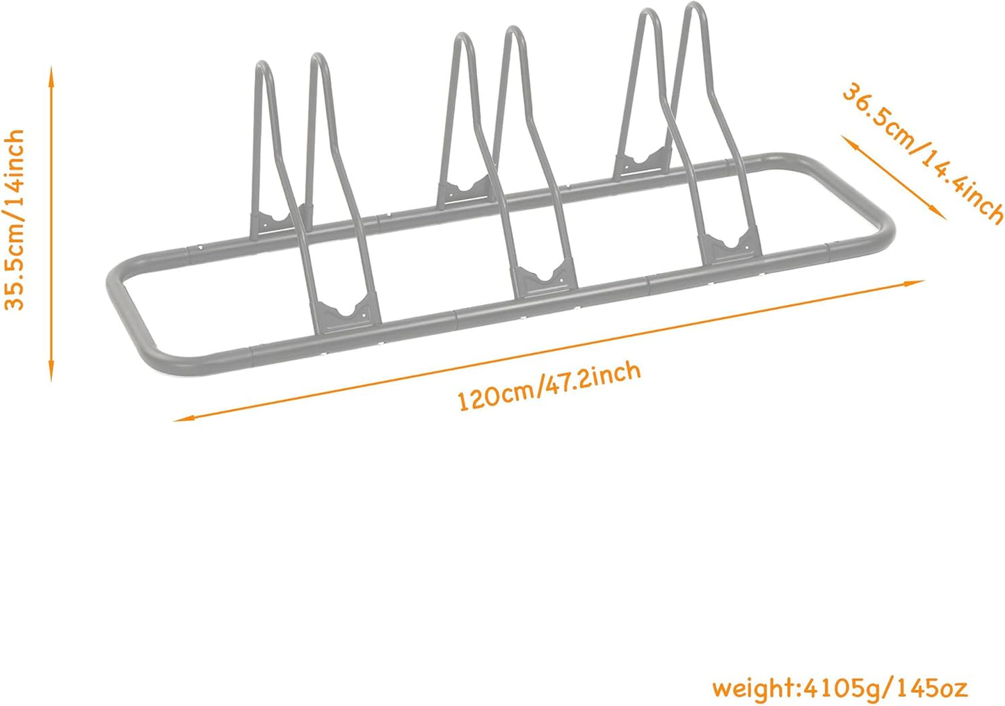 CyclingDeal Bike Rack Floor Parking Bike Stand for up to 6 Bicycles | Indoor, Home & Garage Storage Rack | Stable & Secure Bicycle Stand w/Tire Grooves Up to 29", Holding Plates & Custom Spacing