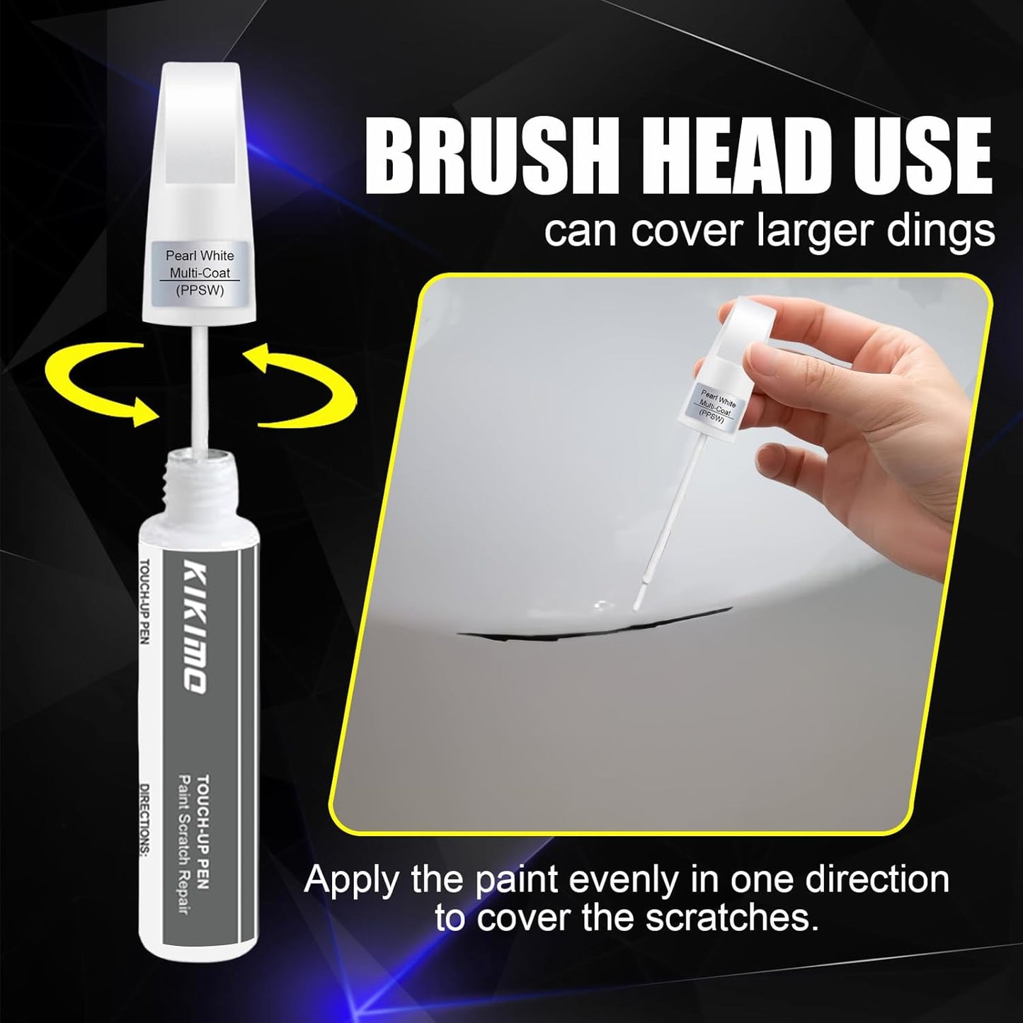 KIKIMO for Tesla Touch Up Paint(Stealth Grey(PN01)), Car Paint Repair Kit for Tesla Model Y/3/S/X, 2 In 1 Scratches Repair with Pen Tip and Brush, Color-Matched for Quick & Easy Fix